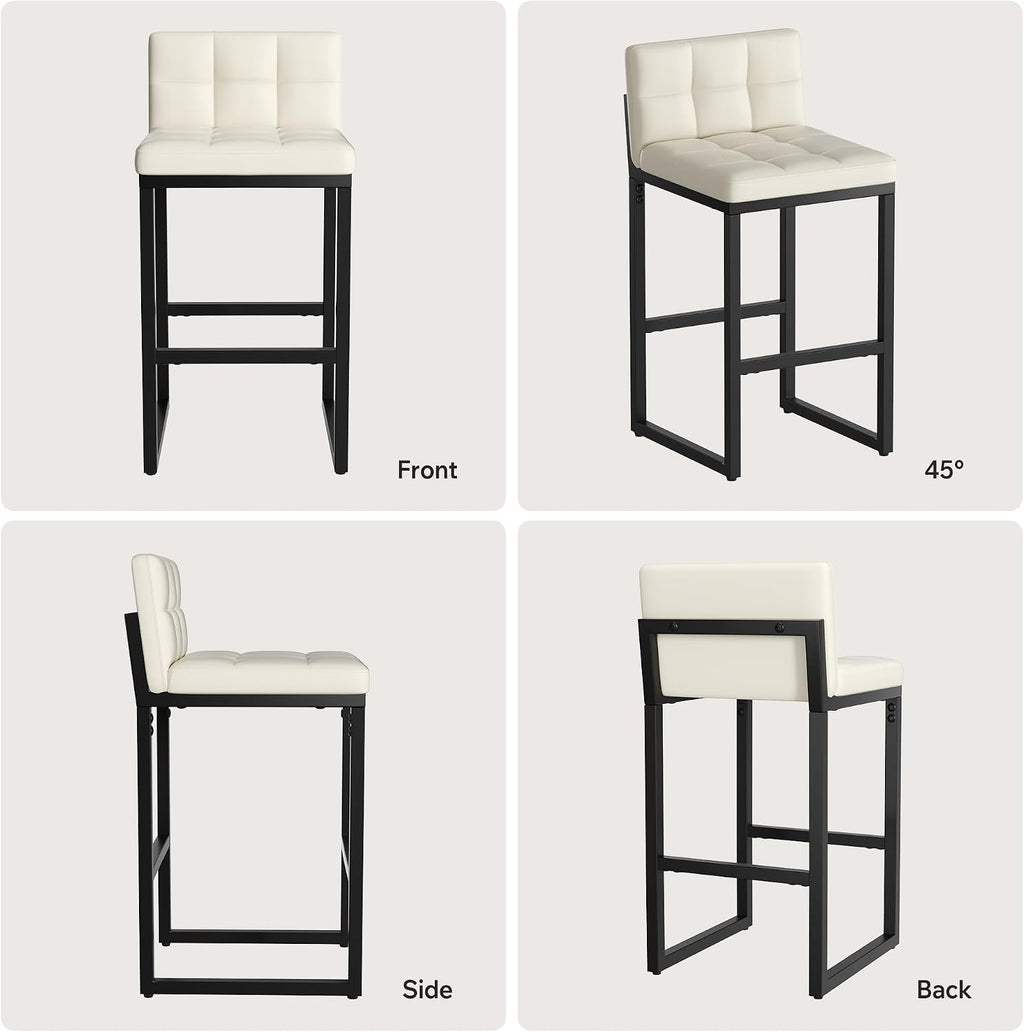 Bar Stools Set of 2, Modern Counter Height Bar Stools, Beige