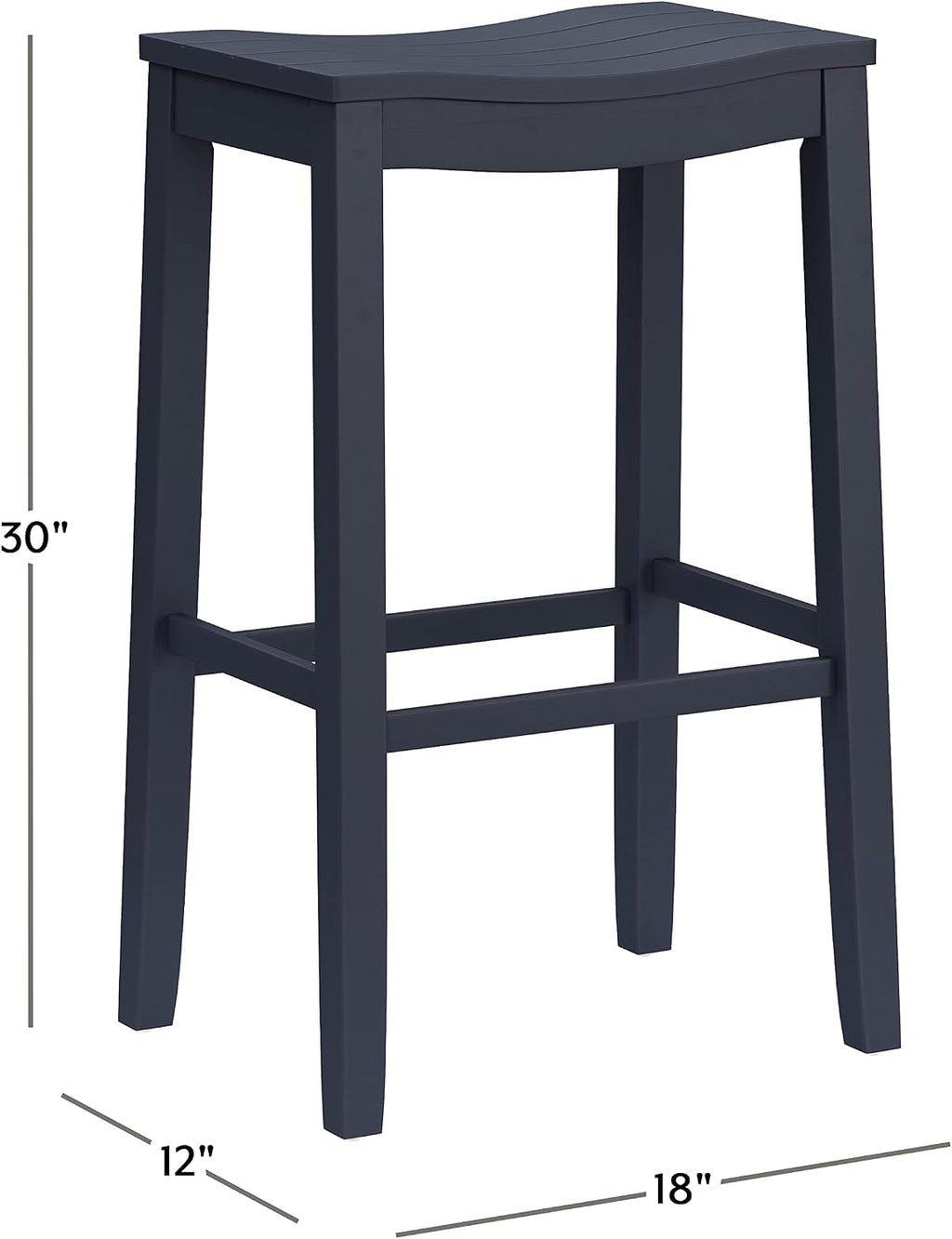 Hillsdale Fiddler Wood Backless Bar Height Stool with Saddle-Style Seat, Navy