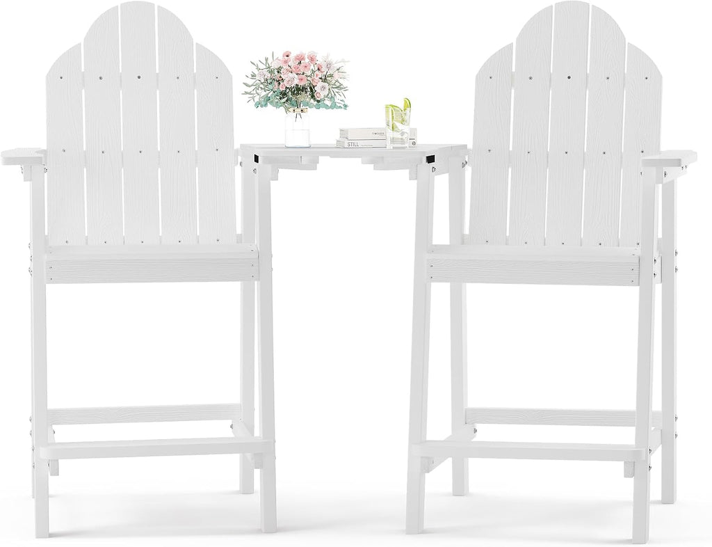 LUE BONA Tall Adirondack Chair Set of 4, HDPS Bar Height Chairs, White
