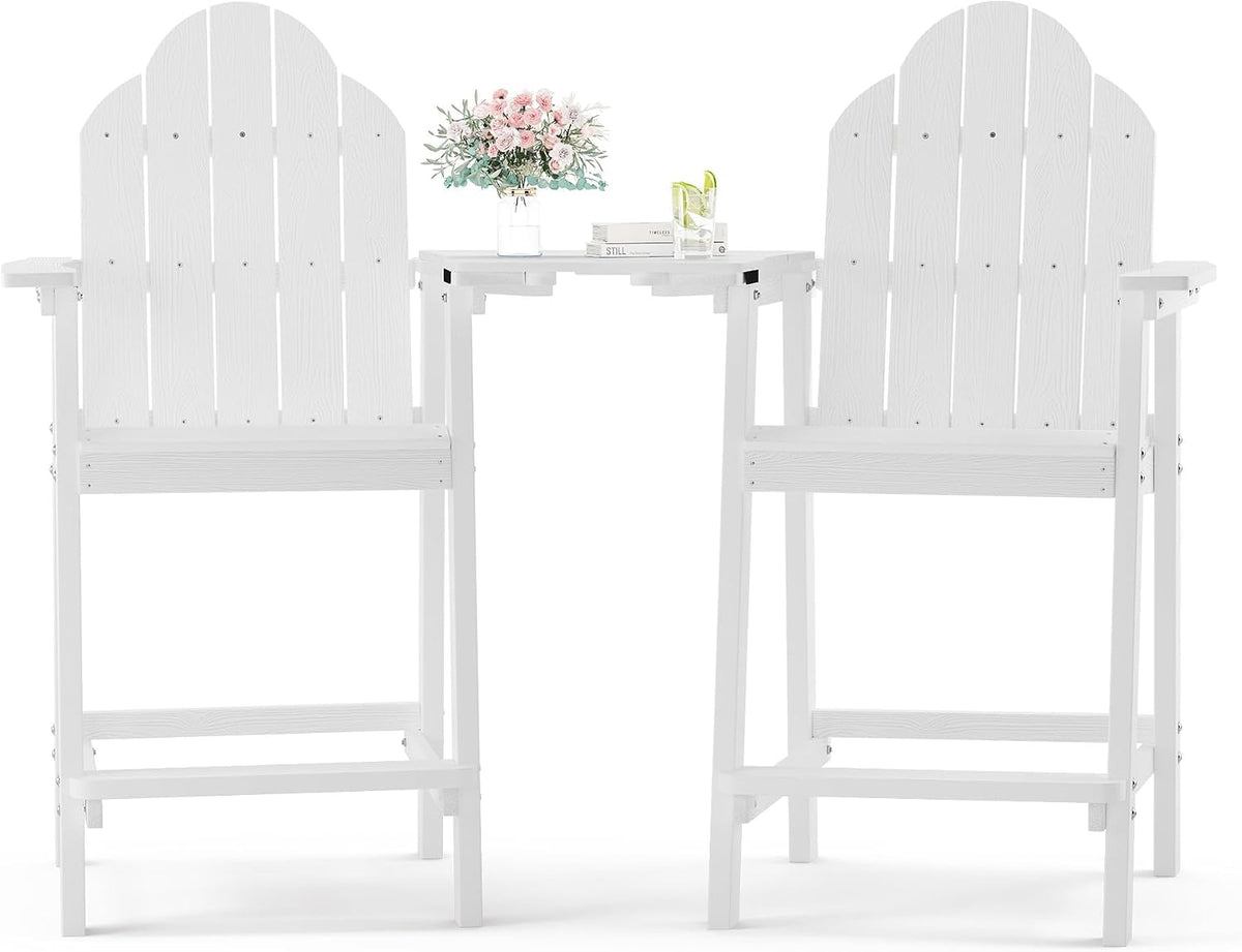 LUE BONA Tall Adirondack Chair Set of 4, HDPS Bar Height Chairs, White