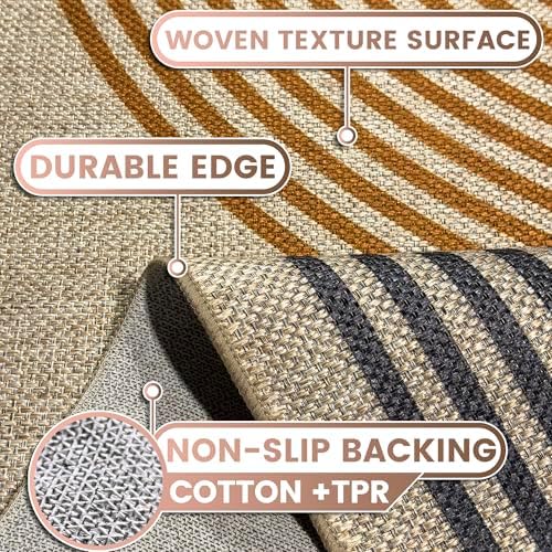 Washable 5x7 Rainbow Modern Woven Indoor Outdoor Area Rug for Living Room