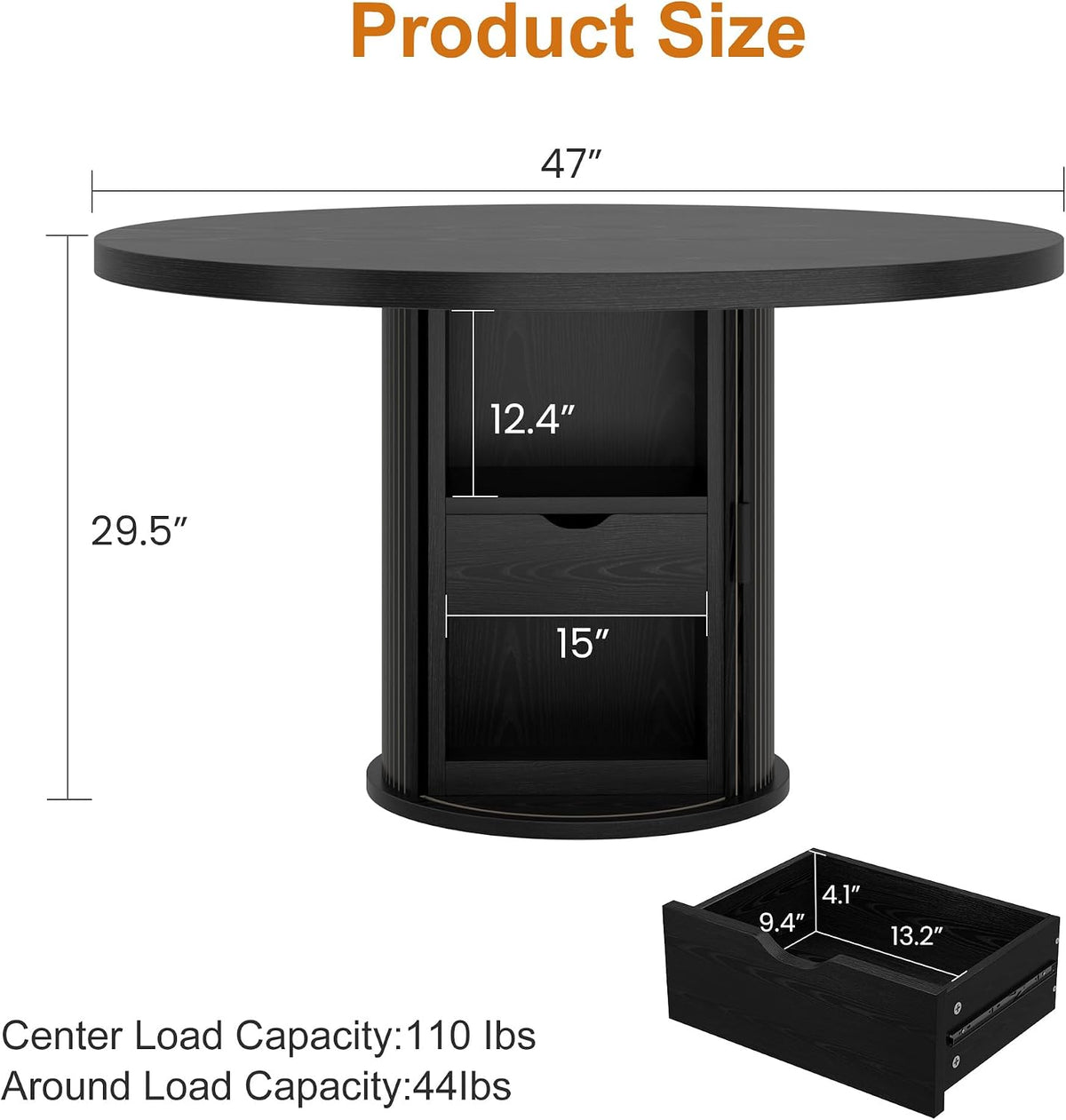IDEALHOUSE 47" Round Dining Table for 4-6, Modern Farmhouse Kitchen Table