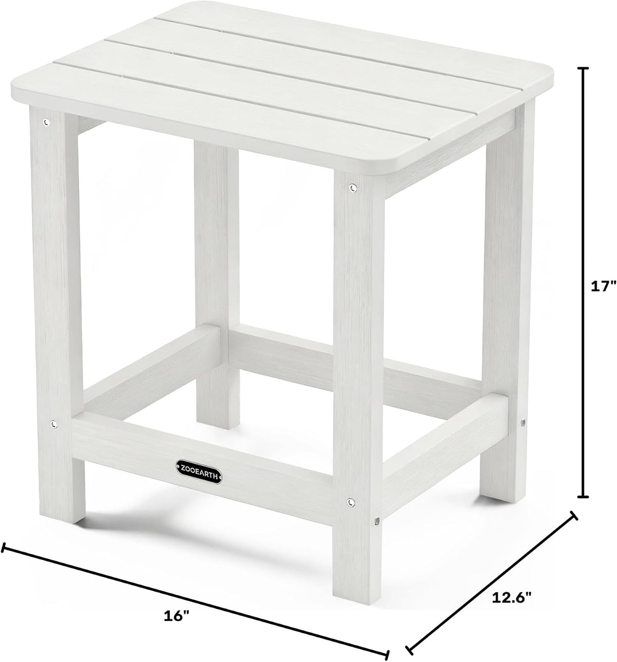 Square Outdoor Side Table, Patio End Table for Adirondack Chair, White