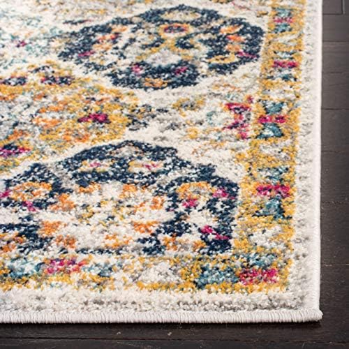 SAFAVIEH Madison Collection Runner Rug - 2'3" x 20', Cream & Multi, Boho Chic Distressed Design, Non-Shedding & Easy Care, Ideal for High Traffic Areas in Living Room, Bedroom (MAD611B)