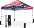 CROWN SHADES 10x10 Pop Up Canopy Tent with One Push Setup, American Flag