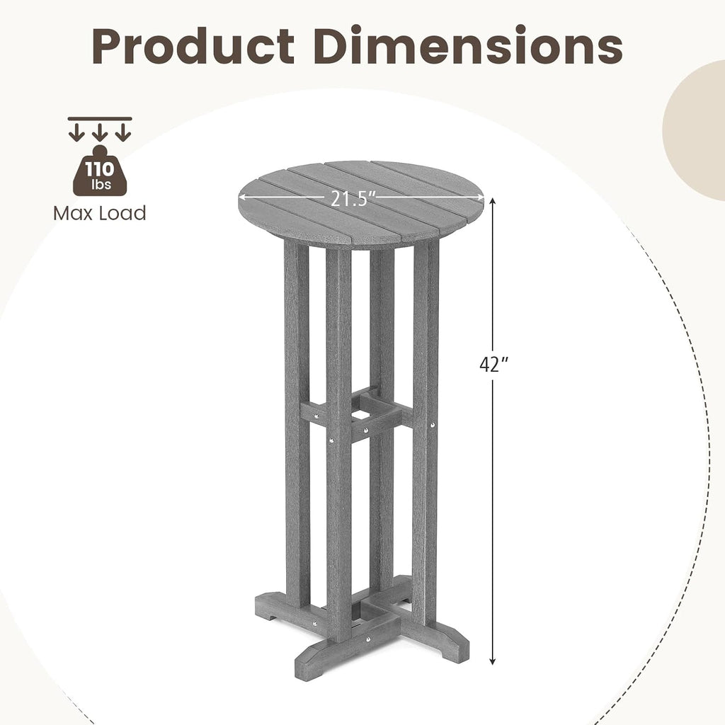Tangkula 21.5" Round Bar Table, Grey