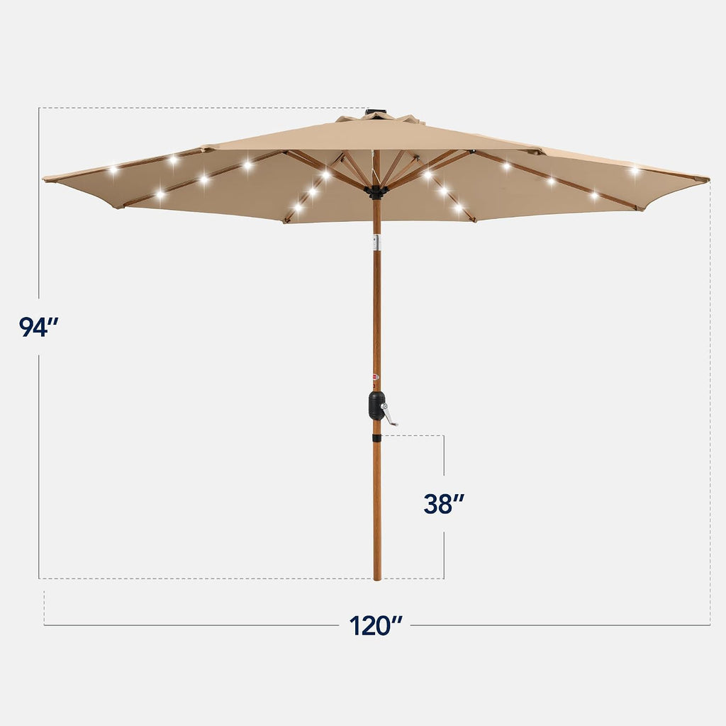 Best Choice Products 10ft Solar Polyester LED Lighted Patio Umbrella w/Tilt Adjustment and UV-Resistant Fabric