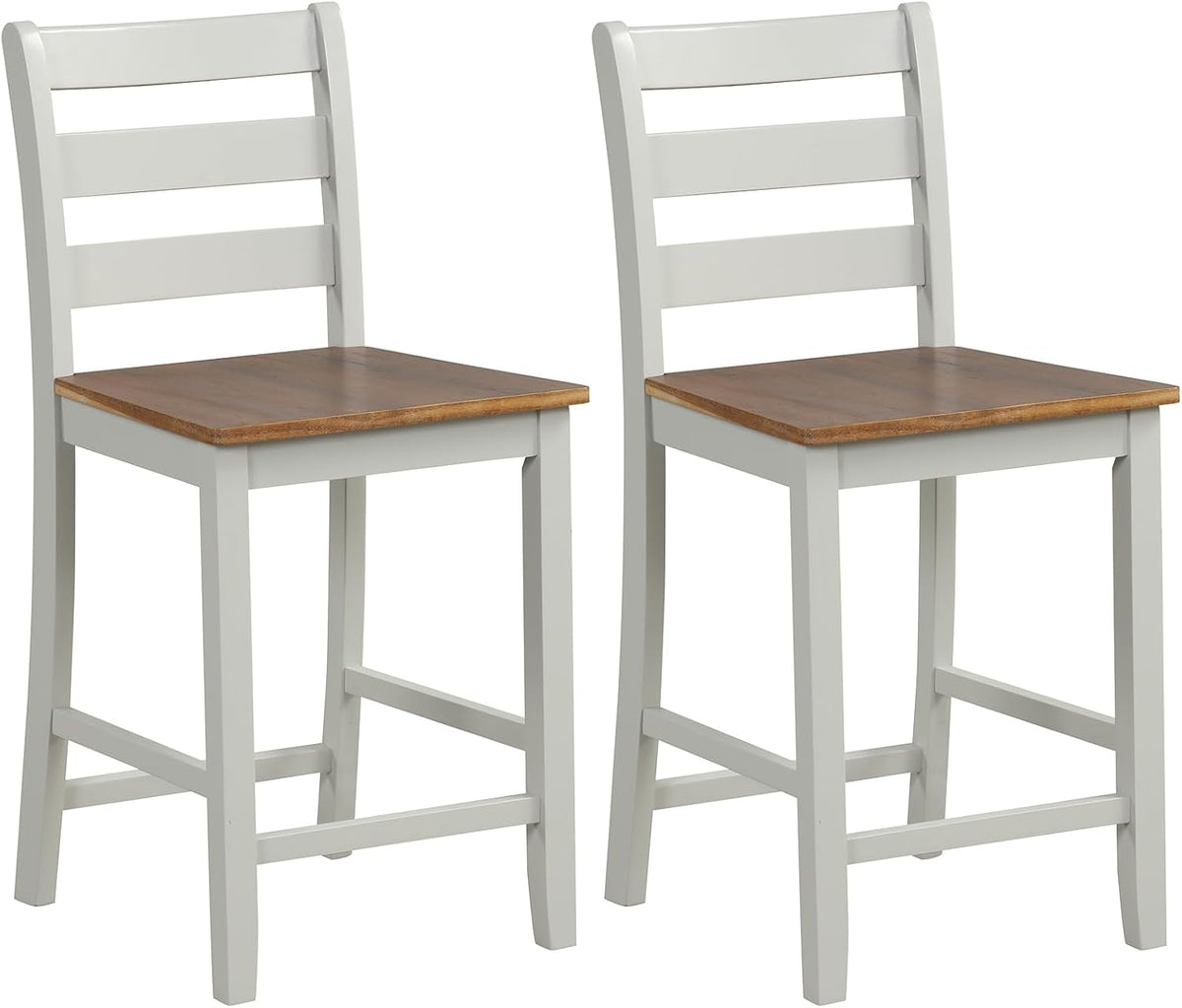 COSTWAY 24'' Wooden Counter Height Chairs Set of 2 with Ladder Back Support