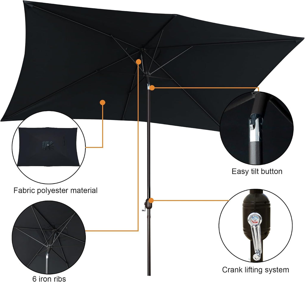 blissun rectangular patio umbrella, table market umbrella with shown in use