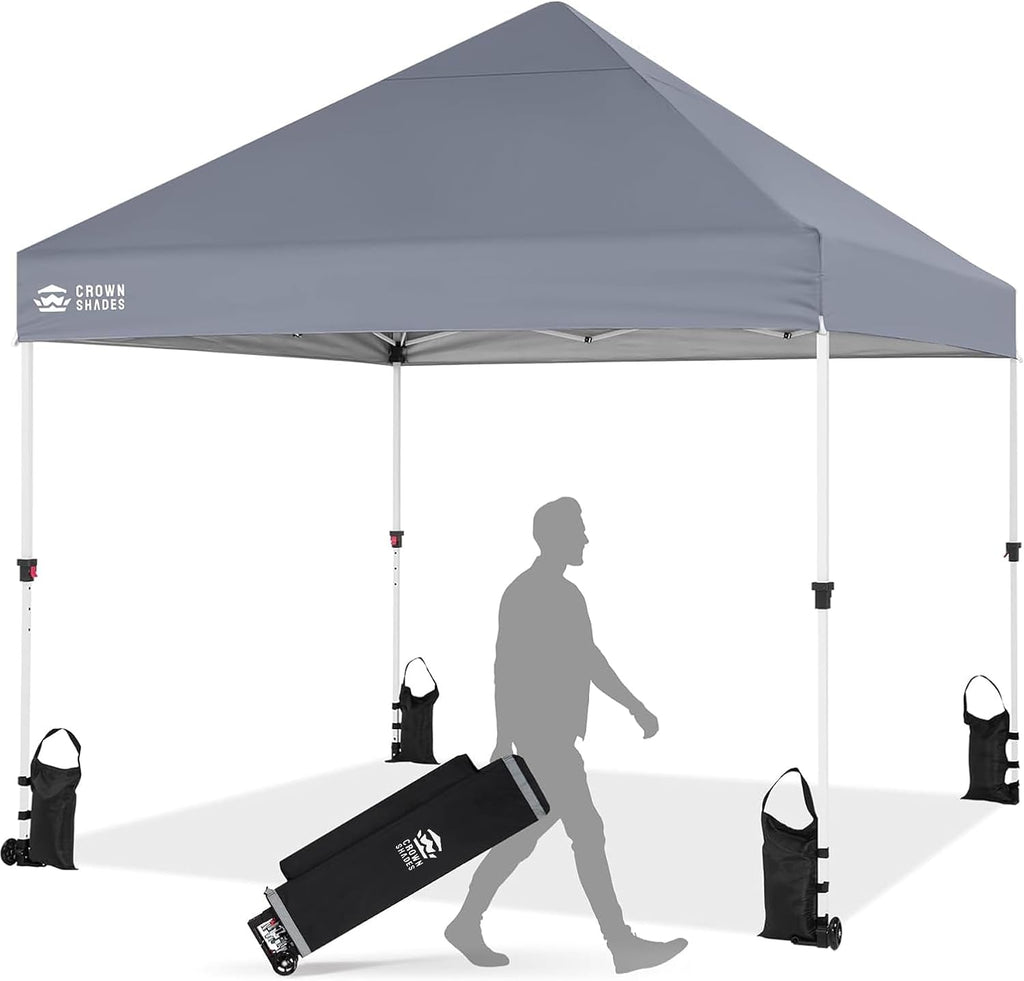 CROWN SHADES Commercial 8x8 Pop Up Canopy,Canopy Tent,Gray