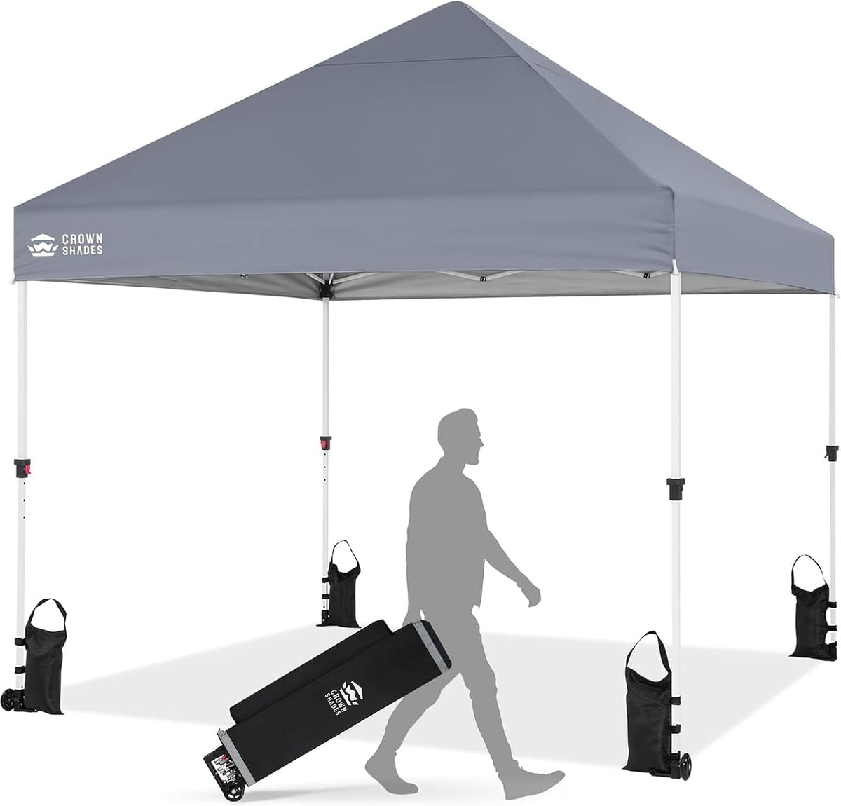 CROWN SHADES Commercial 8x8 Pop Up Canopy,Canopy Tent,Gray