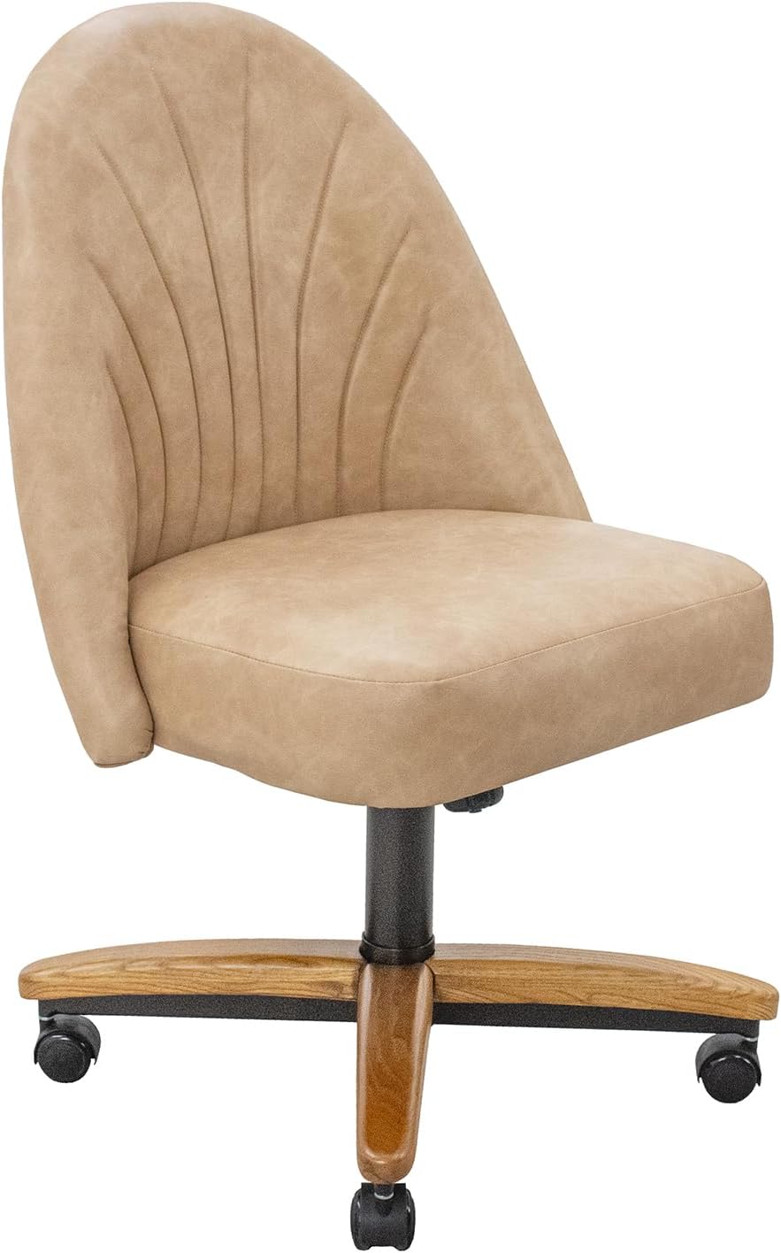 Chromcraft Landry PU Leather Swivel-Tilt Caster Chair -Chestnut-Nude-6pc