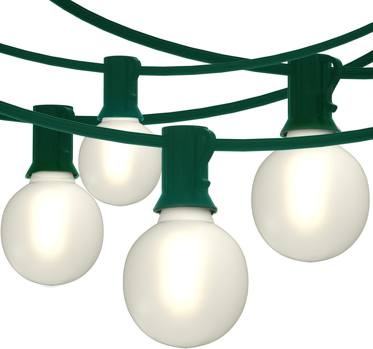50FT G40 LED Christmas Lights with 27 LED Globe Frosted White Bulbs