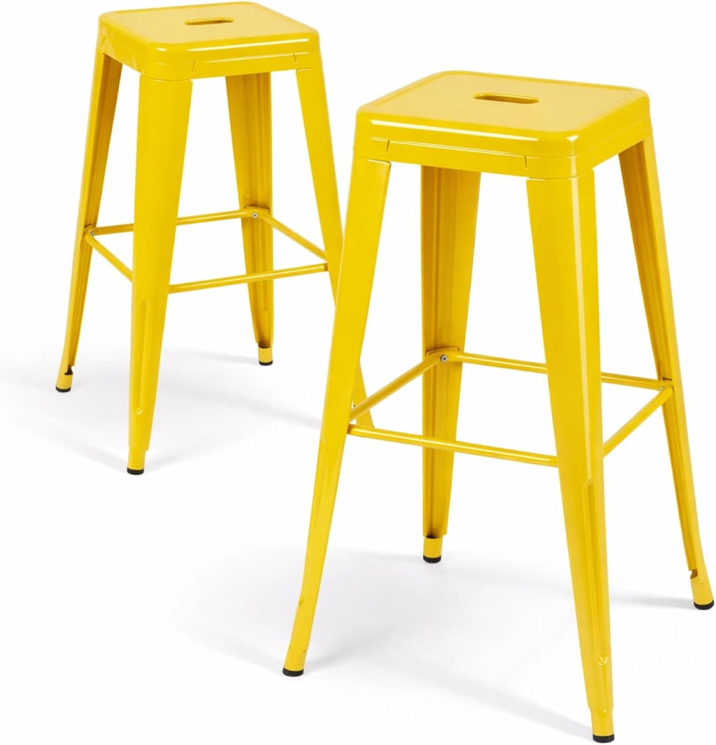 Daisy Yellow Metal Bar Stools Set of 2, 30" inch