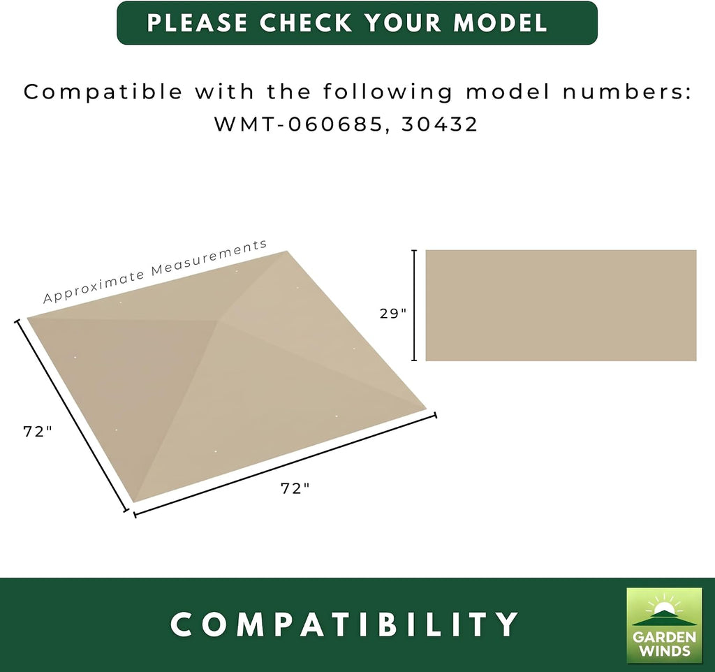 Garden Winds Reinforced RipLock 350 Replacement Canopy Top Cover and Sunwall Compatible with Ozark Trail 6' x 6' Outdoor Pop Up Canopy Models WMT-060685, 30432 - Slate Gray