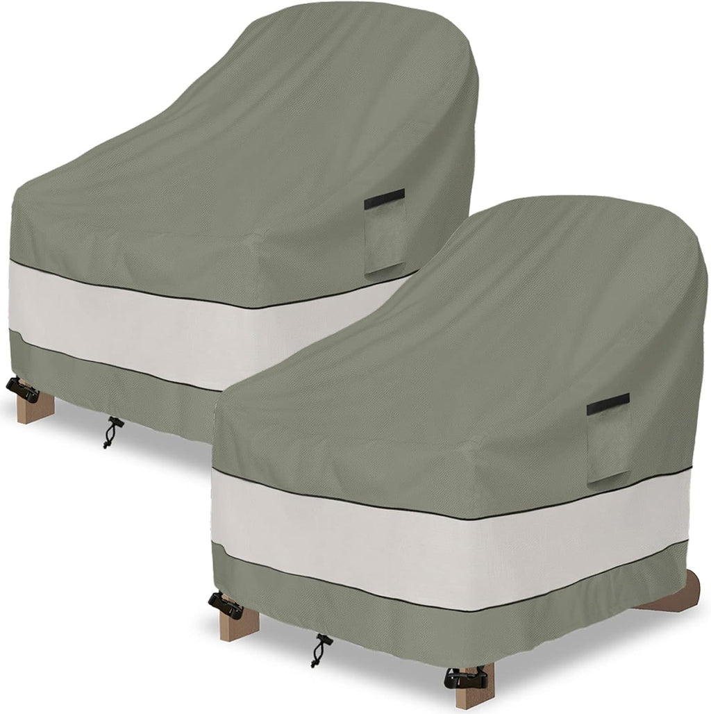 Outdoor Adirondack Chair Cover 2 Pack,Waterproof 100% Patio Chair Covers,32W x 35D x 36H inch,Patio Adirondack Chair Cover for Outdoor Chair -Grayish Green