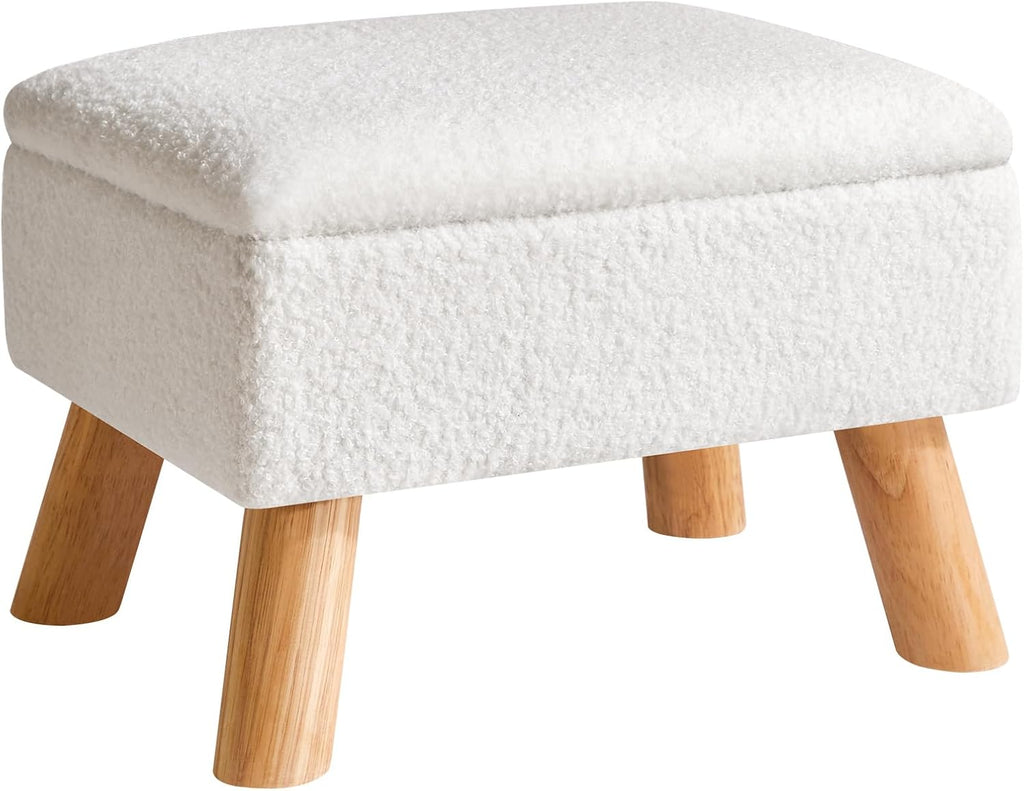 YMYNY Storage Ottoman, Small Foot Stool Ottoman with Storage, White HBD042W