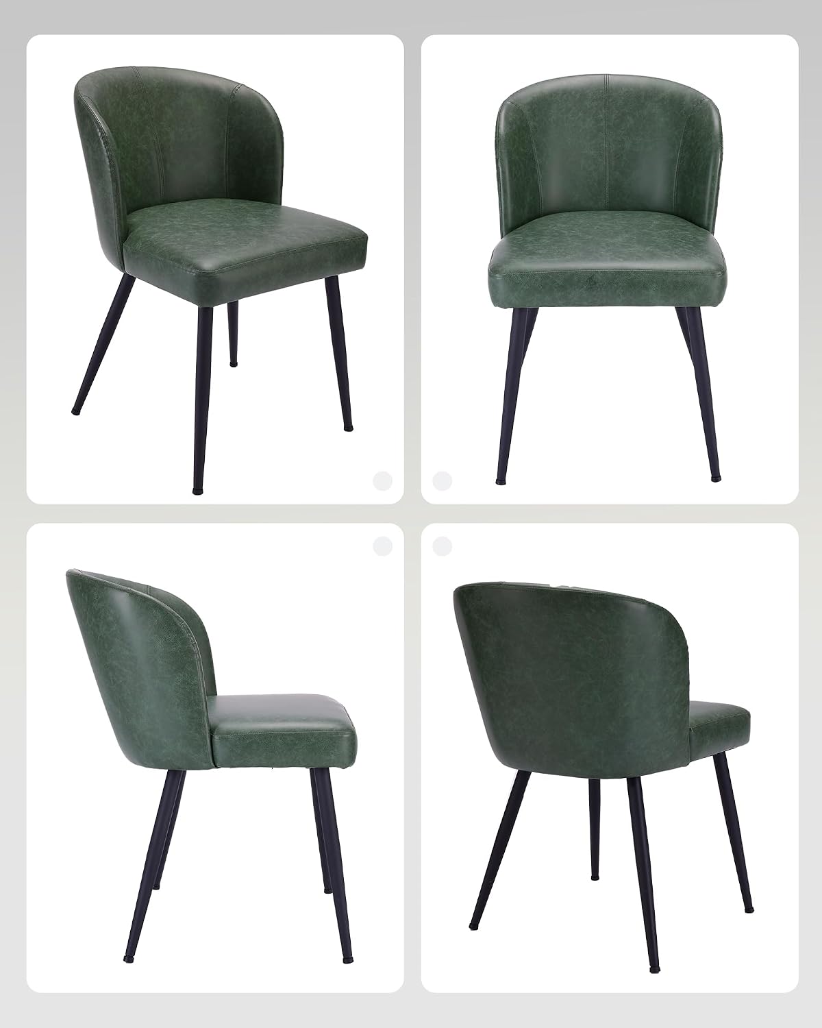 Susalt Upholstered Faux Leather Dining Chairs Set of 2, Green