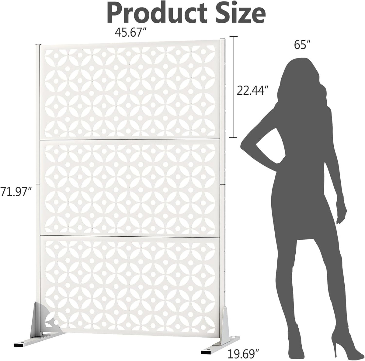 Metal Outdoor Privacy Fence 72" H×45.7" W Balcony Privacy Screen