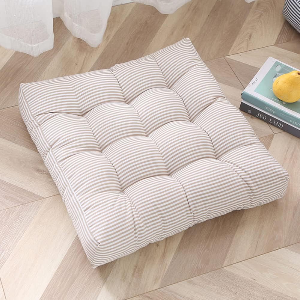 Tiita 22 Inch Square Floor Cushions, Floor Pillow for Sitting, Beige