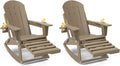 NAVINE Adirondack Rocking Chairs Set of 2 with Retractable Ottoman, Brown