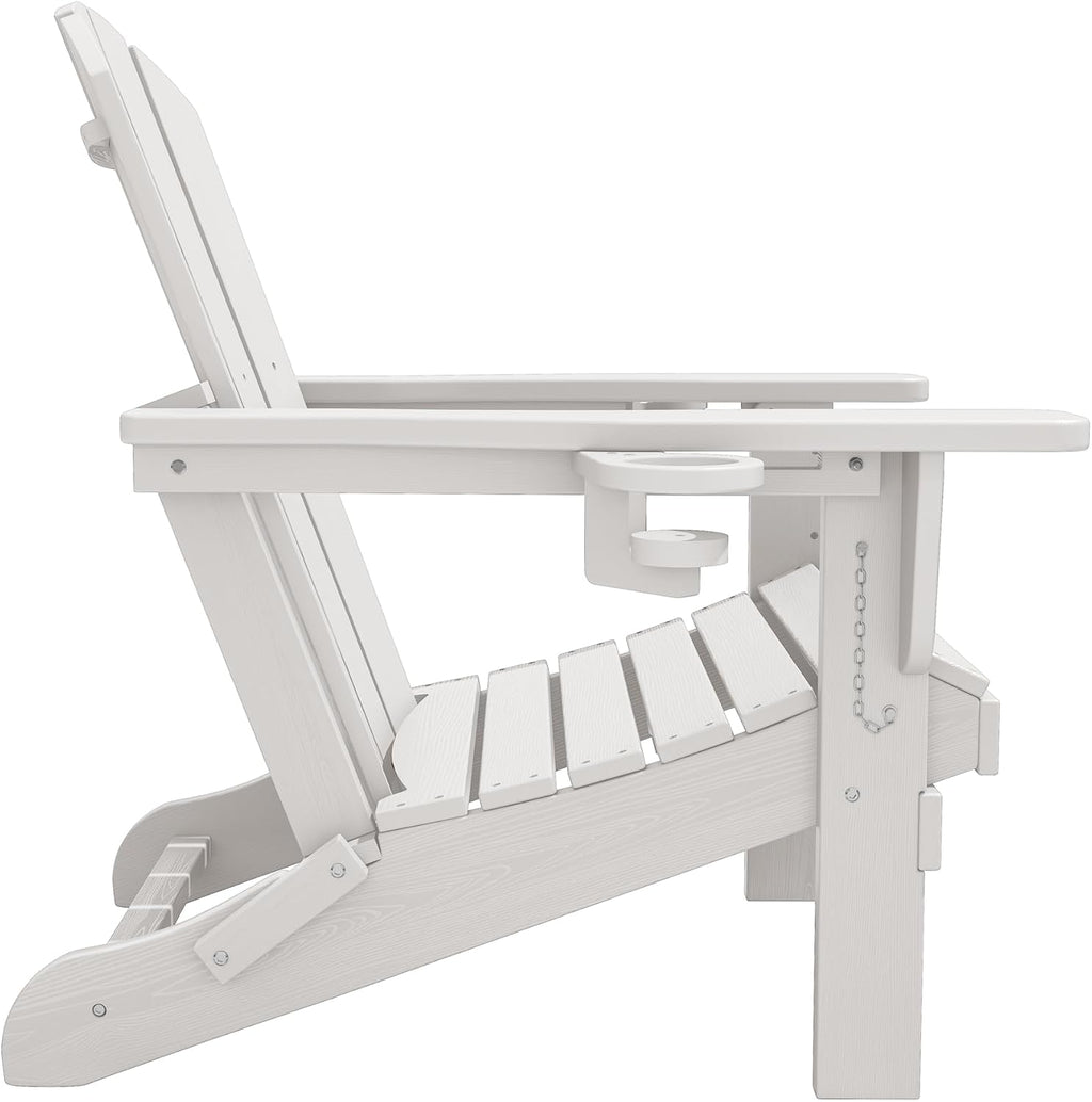 SERWALL Outdoor Adirondack Chair Set of 6 with Cup Holders,Foldable,White