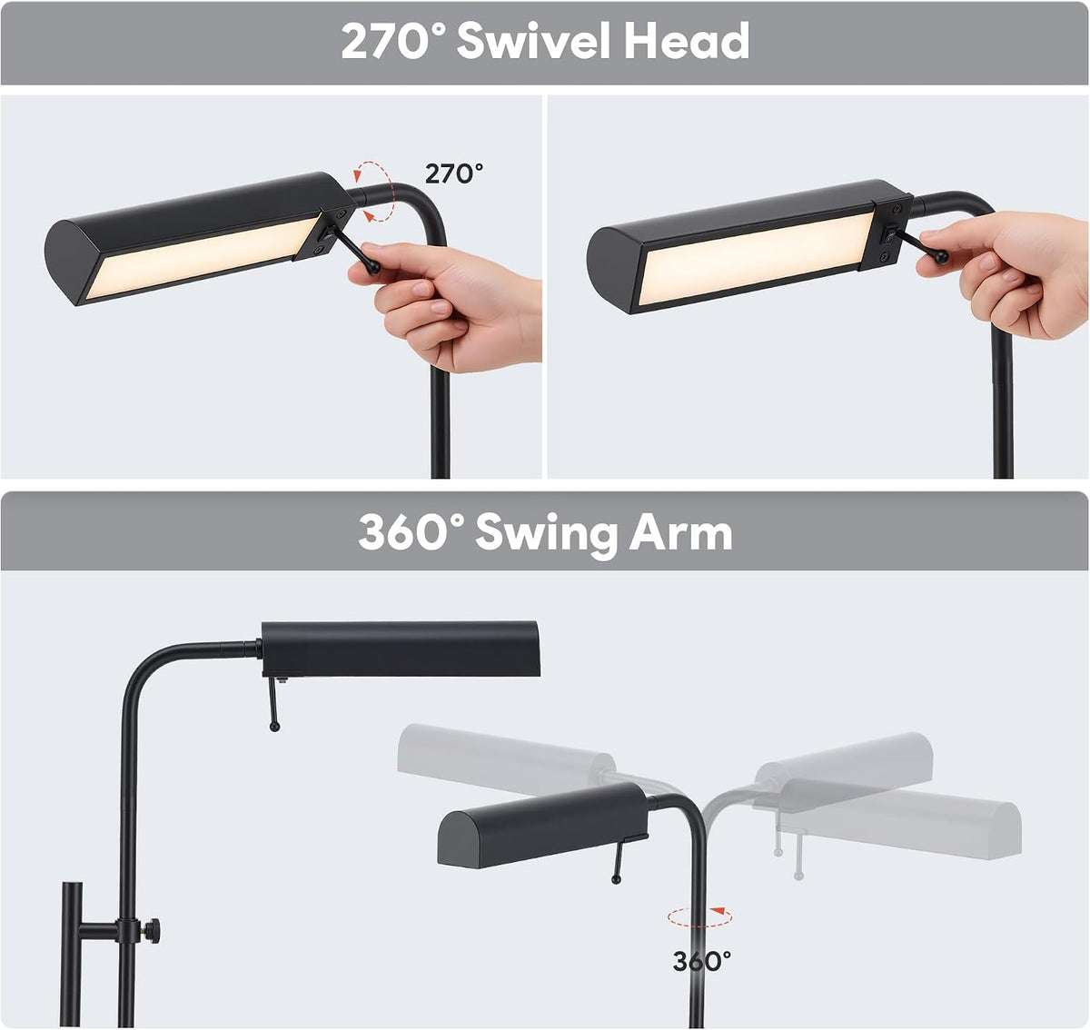 VONLUCE Industrial Floor Lamp, Adjustable LED Floor Lamp for Living Room