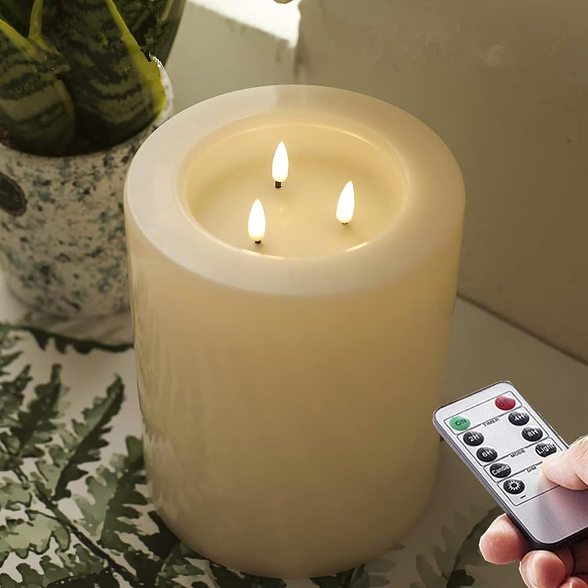 Outdoor XL 6.45" x 8" Large Flameless Candles with Remote, Rainproof Waterproof, LED Battery Operated, Flickering Pillar CANDLES, Need 3-C Batteries (Not Included)