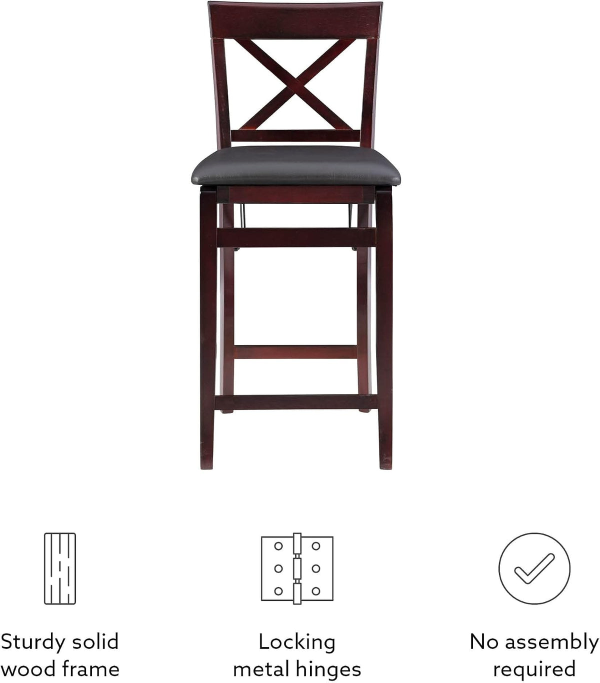 Linon Triena X Back Folding Counter Stool, Brown