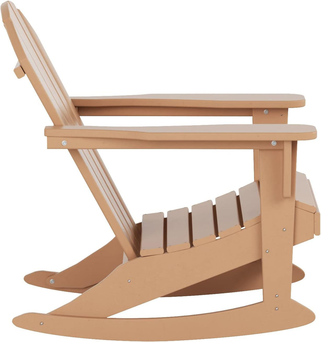 HDPE Laguna Outdoor Rocking Poly Adirondack Chair, Teak