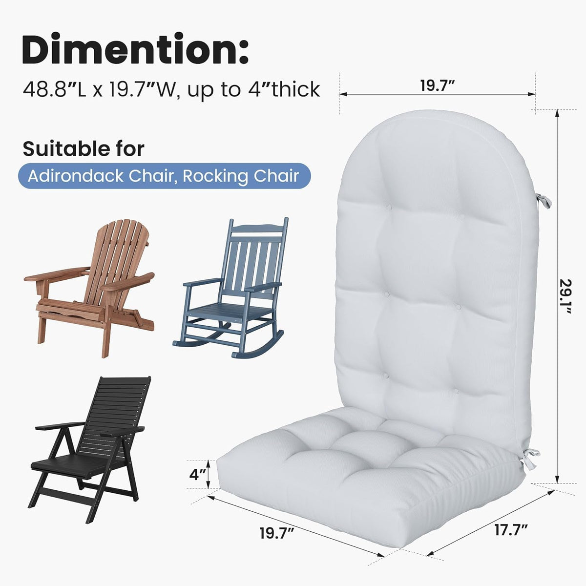 Amopatio Outdoor Adirondack Chair Cushions Set of 2