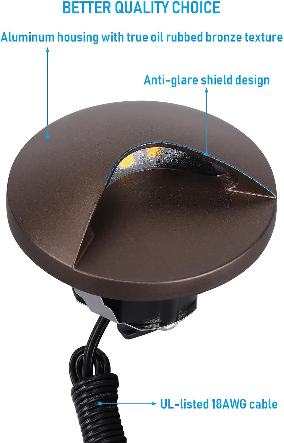 leonlite 12-pack recessed low voltage led deck light, side view