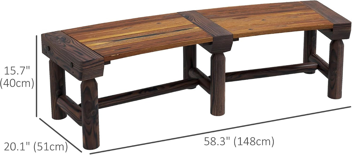 Outsunny Wooden Garden Bench Semicircular Round Outdoor Tree Bench Brown