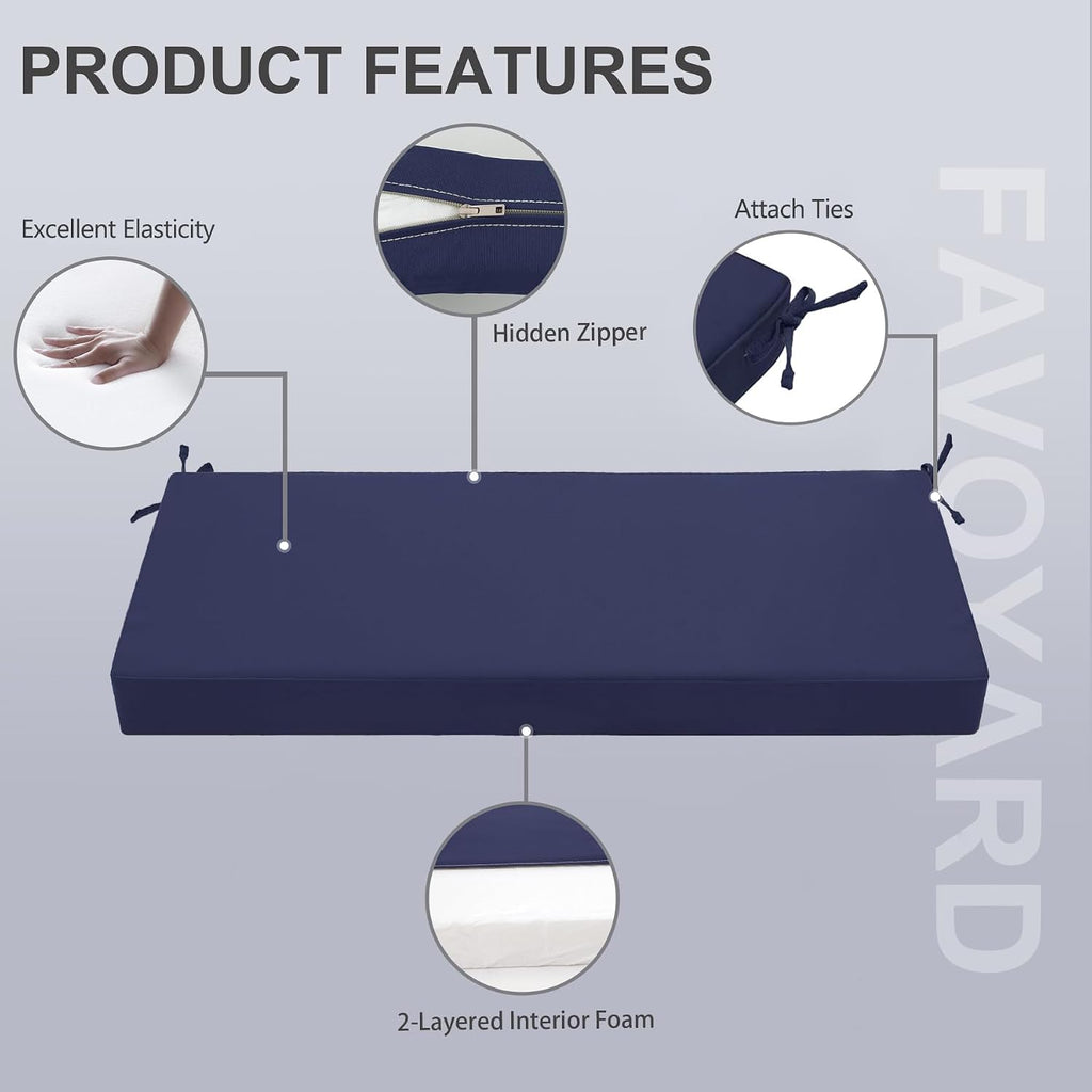 Favoyard Outdoor Bench Cushion, 45 x 18 Inch, Blue