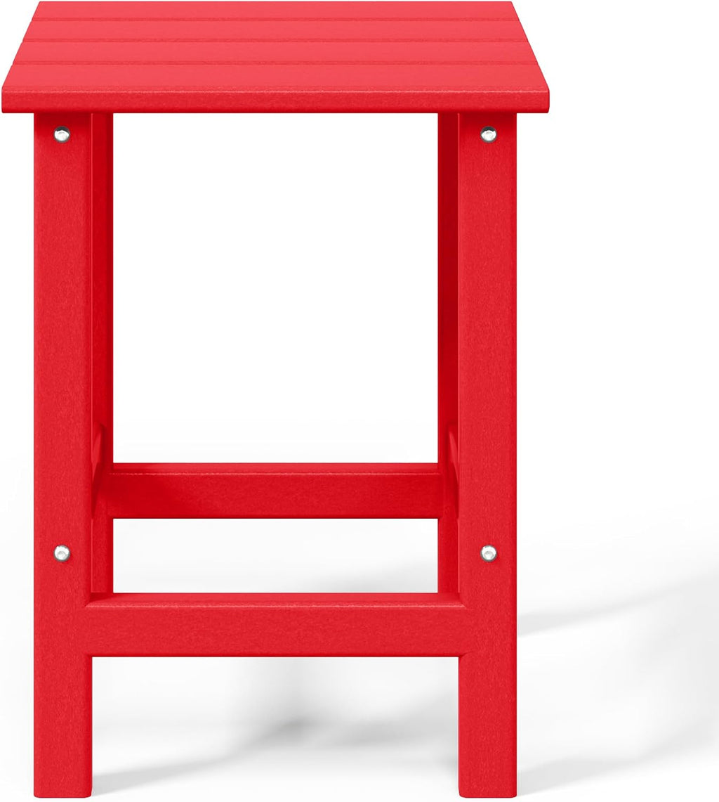 HDPE Laguna 3PC Outdoor Poly Adirondack Chair Set with Side Table, Red