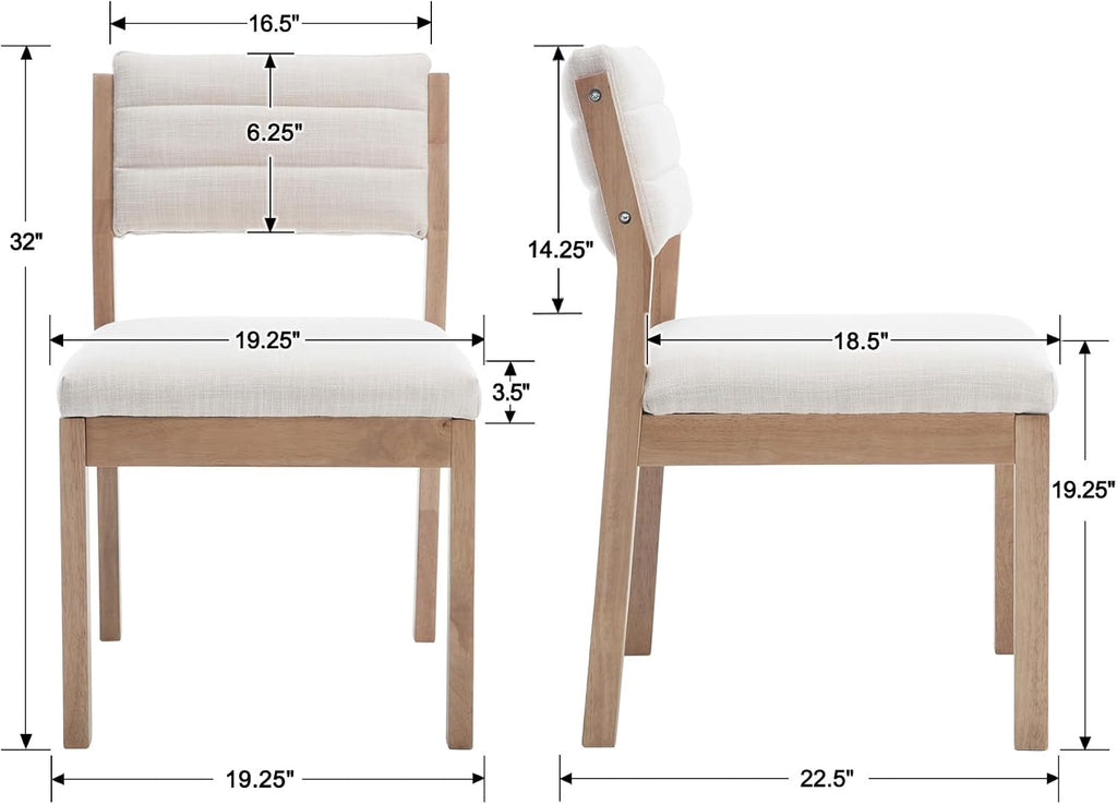 RIVOVA Linen Dining Chairs Set of 6, Comfortable Upholstered Kitchen Chairs with Wood Legs, Mid Century Modern Kitchen Chairs Accent Side Chair for Living, Bedroom, Restaurant, Beige