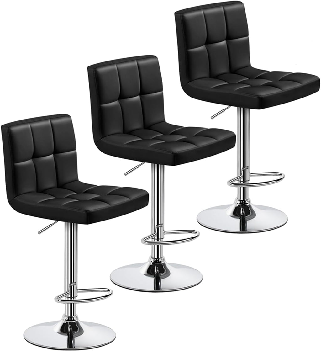 Yaheetech Bar Stools Set of 3 Adjustable Counter Height Barstools Black