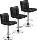 Yaheetech Bar Stools Set of 3 Adjustable Counter Height Barstools Black