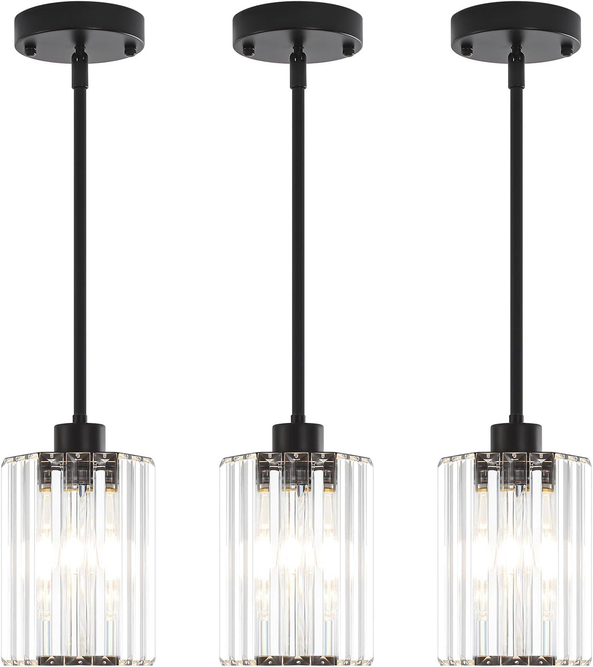 Black Pendant Lights Kitchen Island Modern Crystal Hanging Pendant Light