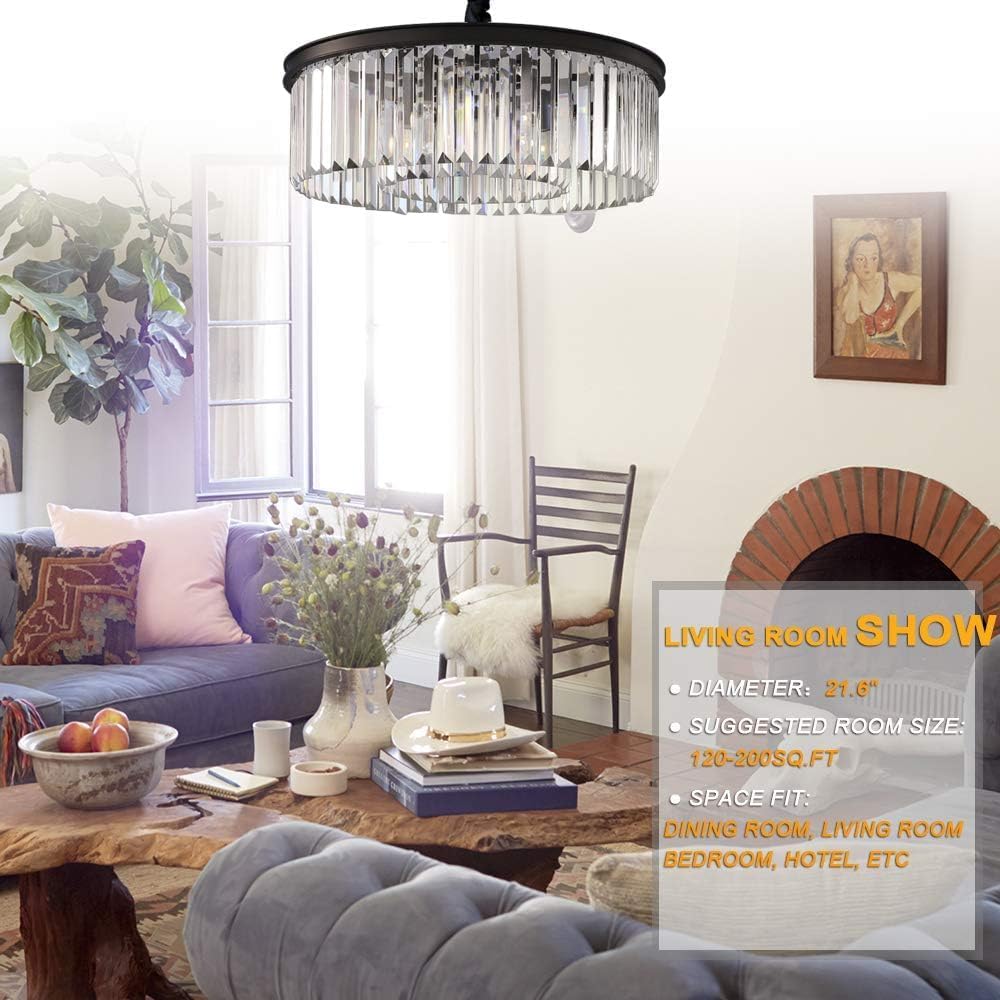 Crystal Chandeliers Modern Contemporary Ceiling Lights Fixtures Pendant Lighting Dining Room Living Room Chandelier D21.6 H7.1