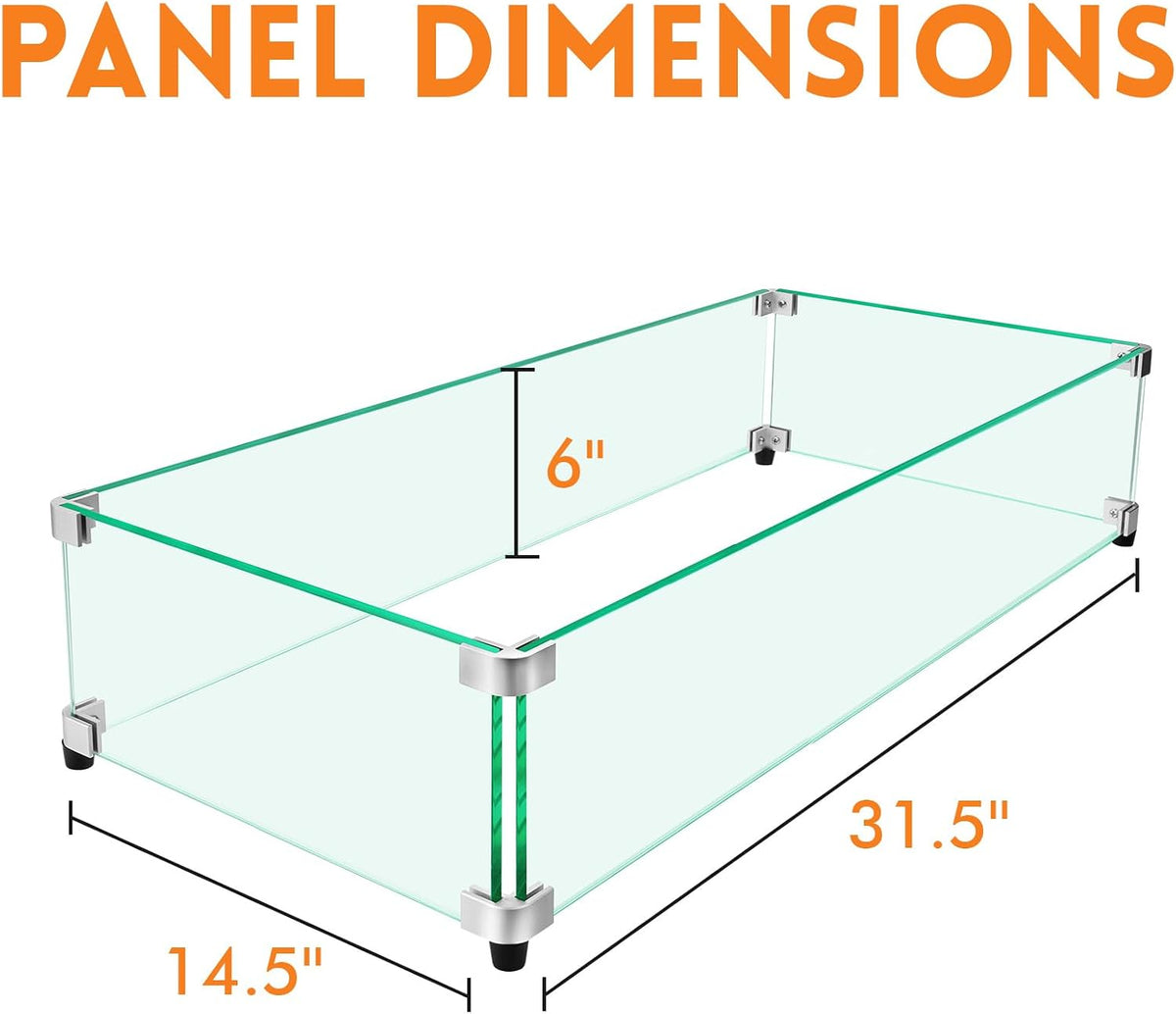 Fire Pit Wind Guard, 31.5" x 14.5" Fire Pit Wind Guard Rectangle