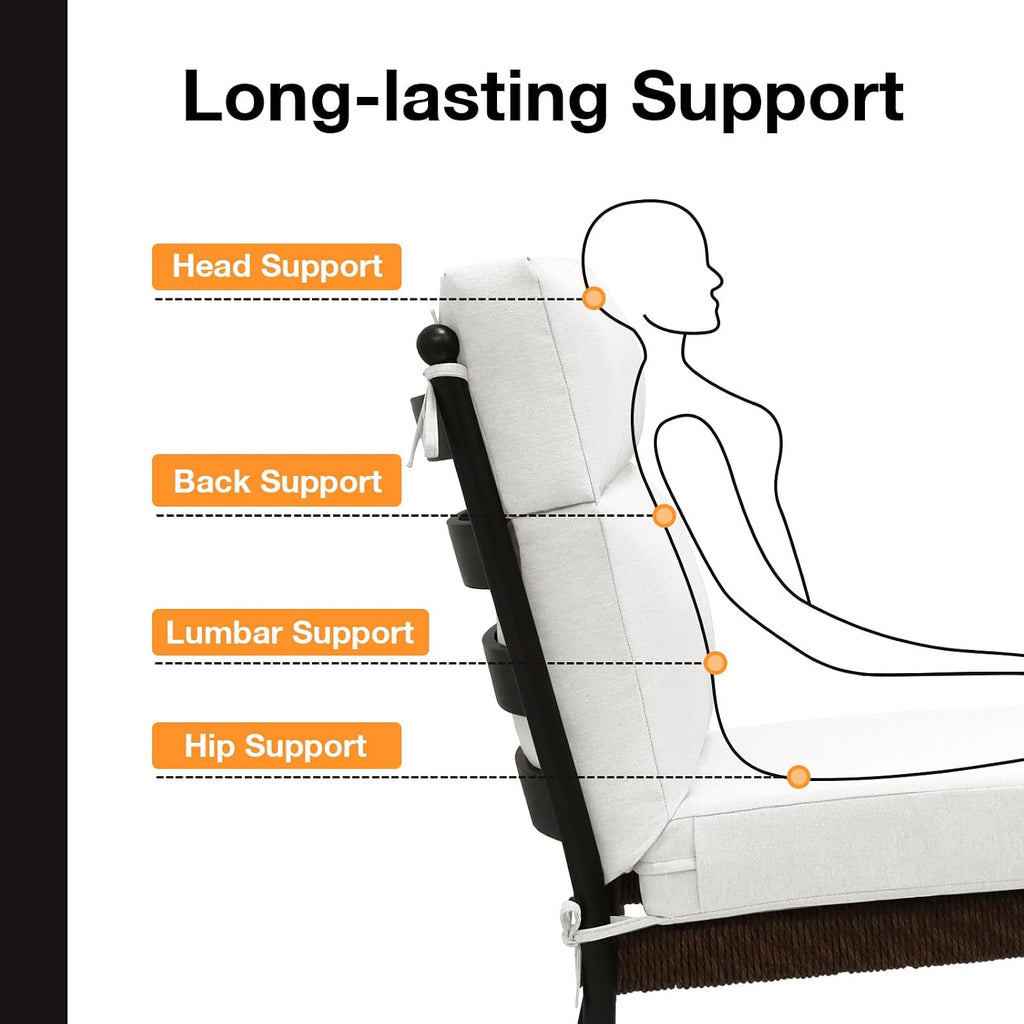 unimatta outdoor high back chair cushion seat pads, side view