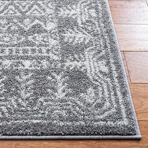 SAFAVIEH Area Rug 9x12 - Tulum Collection - Large - Dark Grey & Ivory, Moroccan Boho Distressed Design, Non-Shedding & Easy to Clean, Ideal for Living Room, Bedroom, Dining Space (TUL271F)