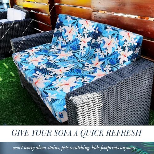 Tingjoo 8 Pcs Christmas Patio Cushion Covers, White Floral