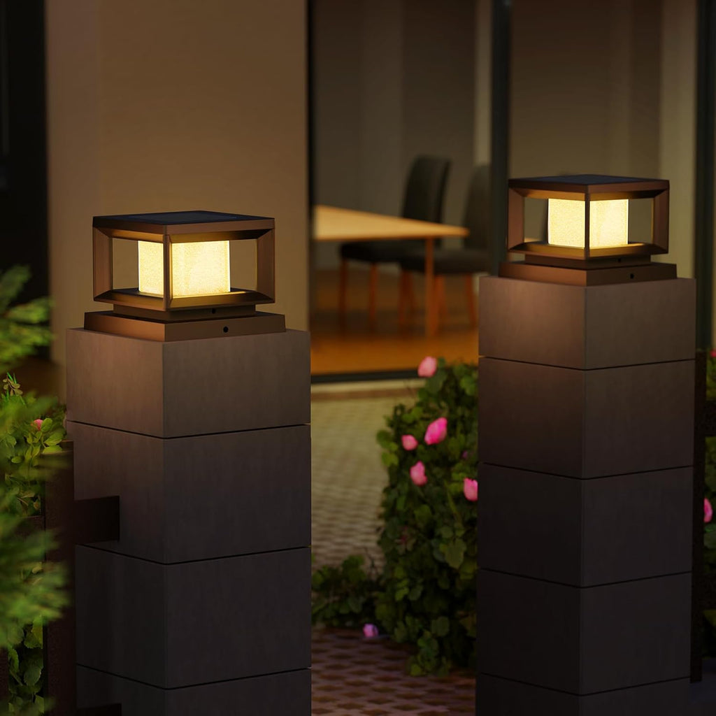 Mlambert 8 Pack Solar Post Lights, 4x4 6x6 Wooden Vinyl Fence Cap, Black