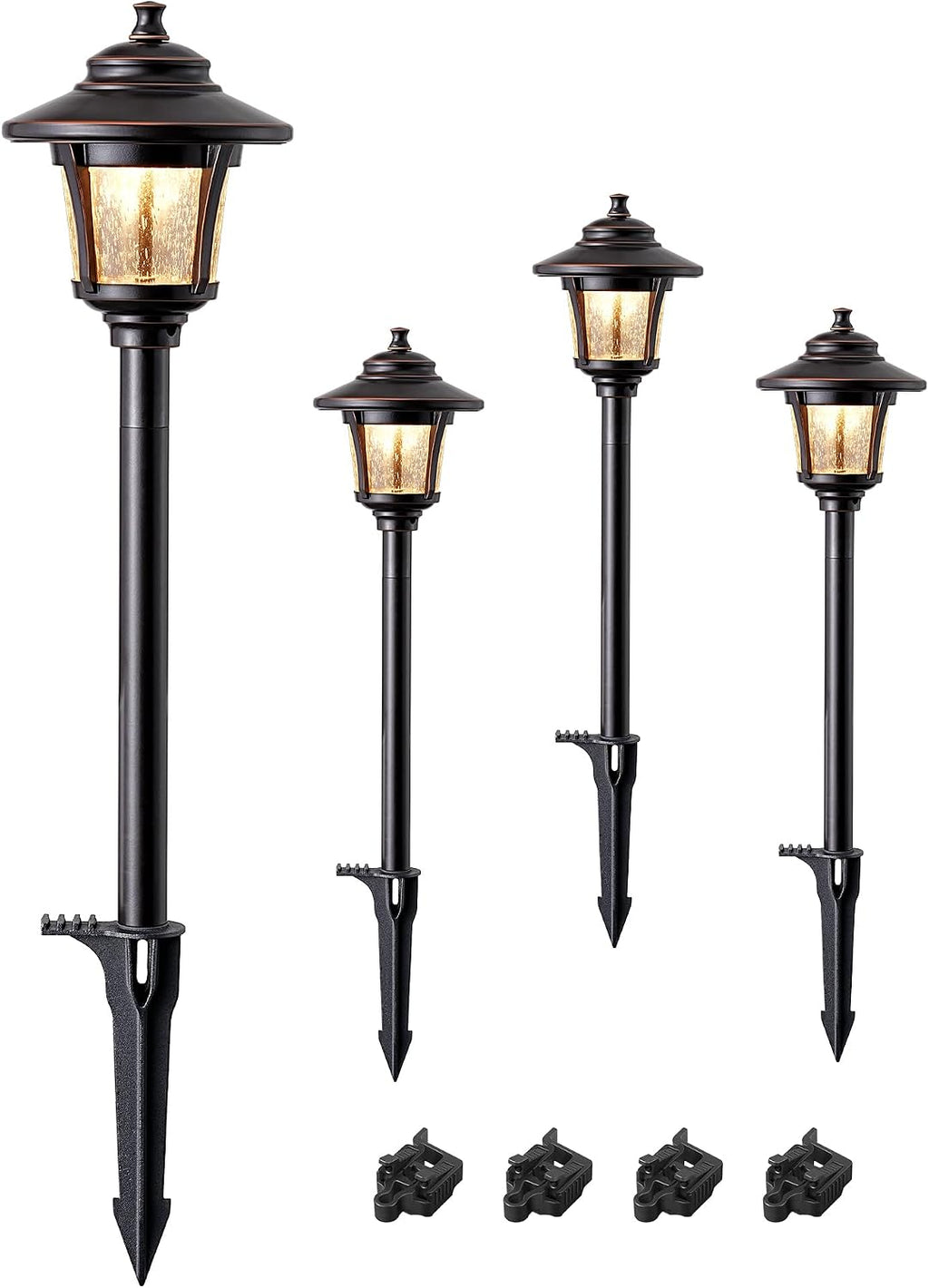 EDISHINE Low Voltage Landscape Lighting 12V 3W 120LM with Connectors 4 Pack