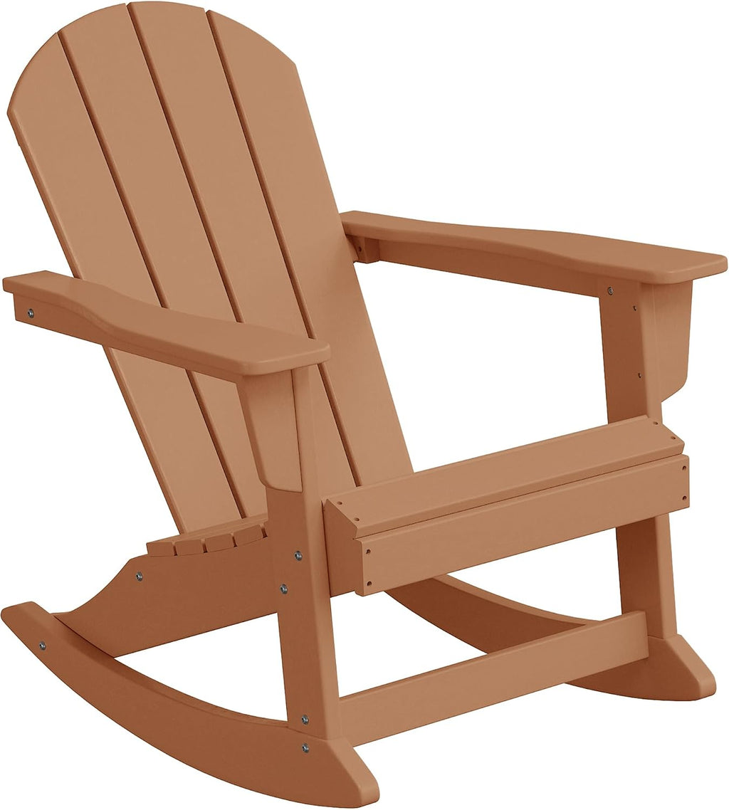 HDPE Laguna Outdoor Rocking Poly Adirondack Chair, Teak