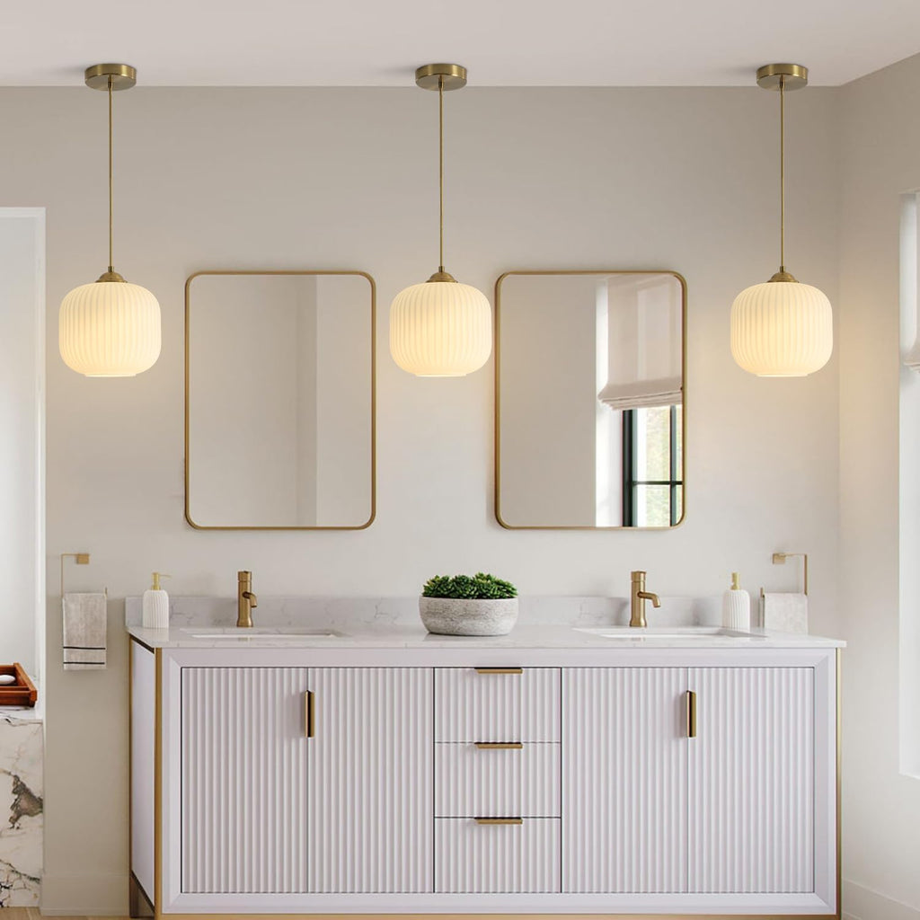 kco lighting 2 pack brushed brass 7.9” white on a desk or shelf