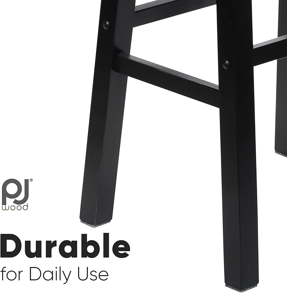 PJ Wood - 24 in Saddle Bar Stool - Black Wooden Barstool