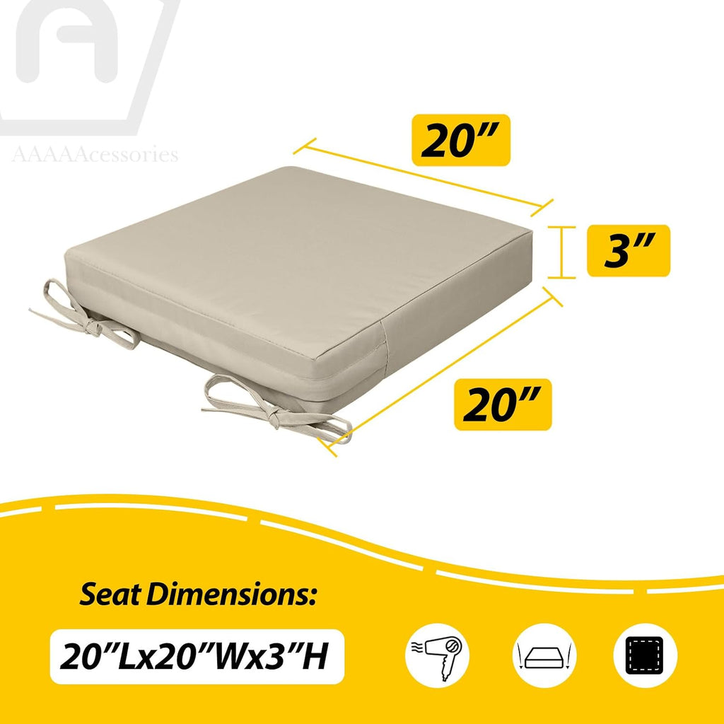 AAAAAcessories Outdoor Chair Cushions, 20 x 20 x 3 inches, Set of 2